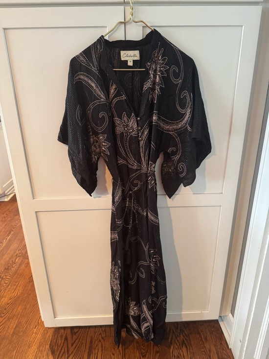 Cleobella Dresses & Skirts - Cleobella Black Maxi Dress with Cream Floral Motif